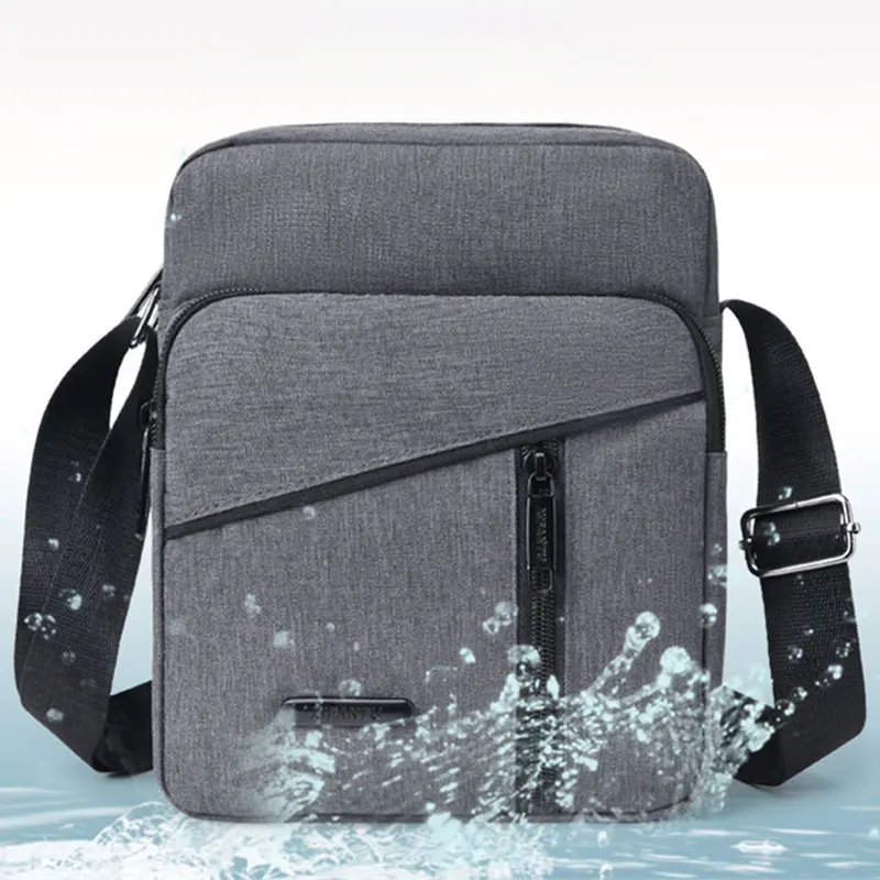 Mens Messenger Bag Single Shoulder Bag Fashion Business Multi-Layer Zipper Small Square Bag Waterproof Oxford Bag Satchel Purse