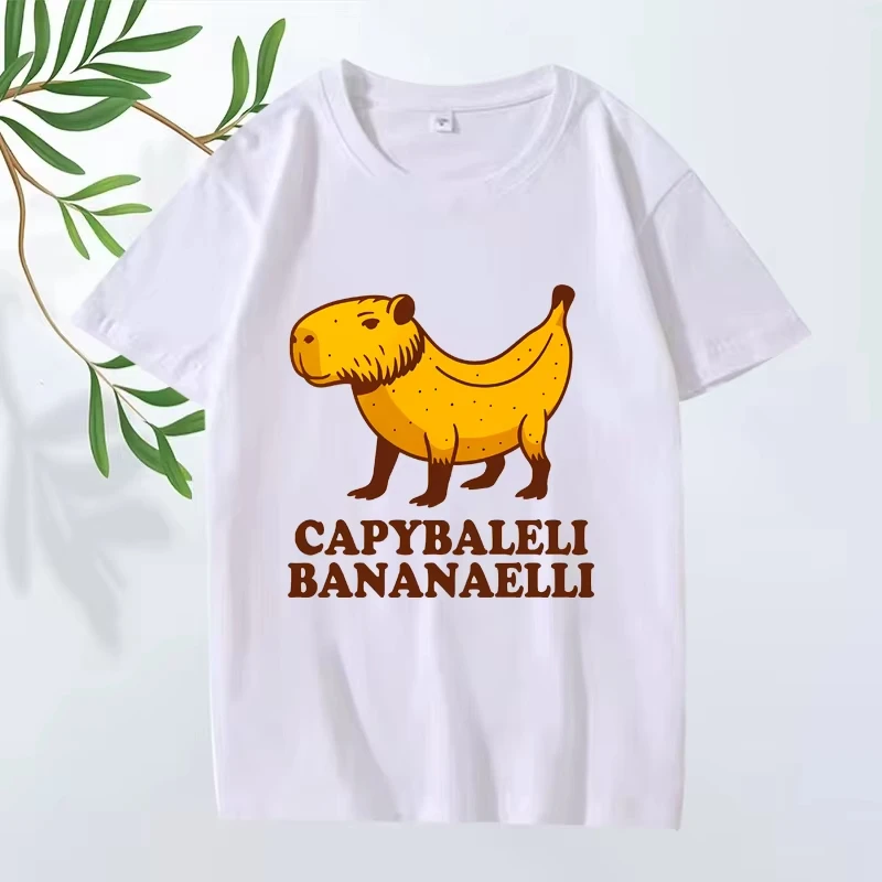 

Camiseta casual femenina italiana brainrot banana capybara mee prendas de gran tamaño