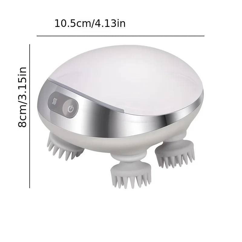 4つの交換用ヘッド付き頭皮マッサージャー、ストレス解消、筋肉マッサージ用のポータブルヘッドスクラッチャー。