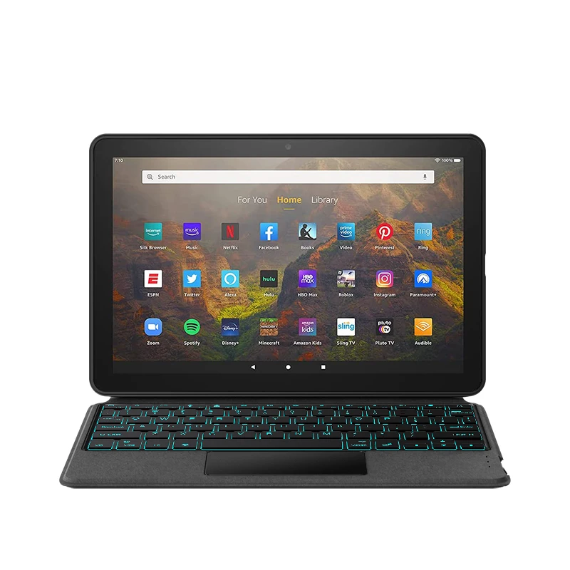 AJIUYU Keyboard Case For Amazon Fire HD 10 Tablet 10.1 inch Plus Kindle Firehd10 Smart Cover Backlit TrackPad Touchpad Keyboards
