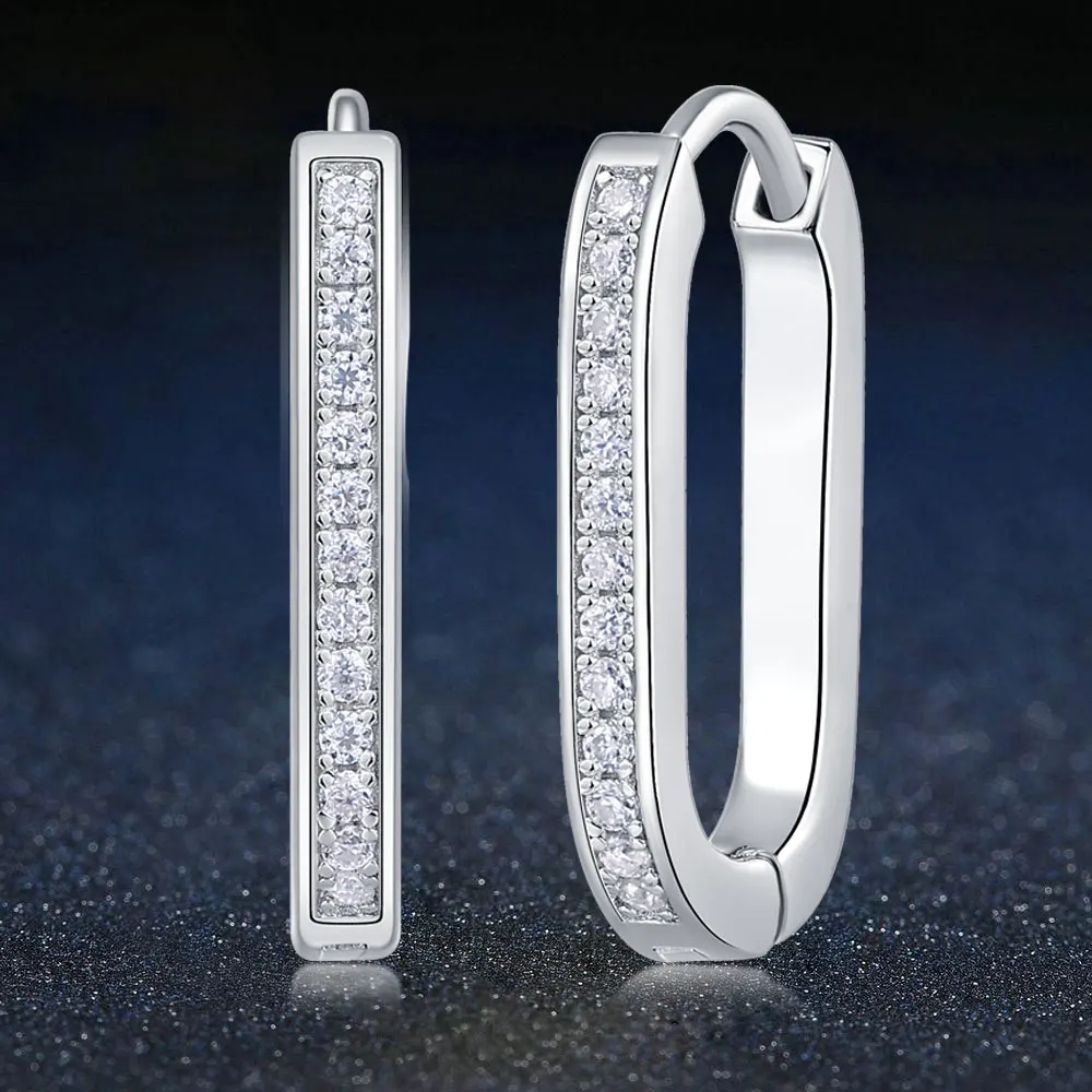 

0.13CTTW D Color Moissanite Diamond 925 Sterling Sliver Huggie Hoop Earrings for Women Luxury Wedding Fine Jewelry