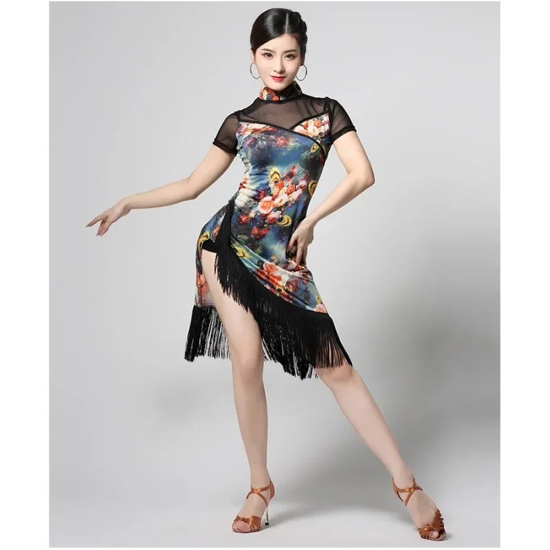 

Latin dance dress new adult women's international professional competition performance dance costume Cha Cha fringe dress skirt