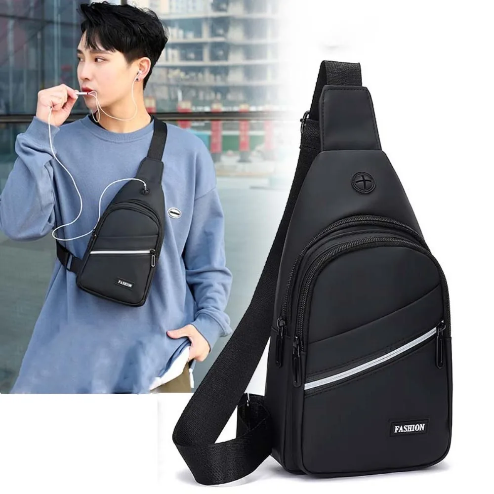 Bolso de pecho de tela Oxford para hombre, bolsa de cintura impermeable con correa ajustable para exteriores, multifuncional, de gran capacidad, para deportes y caminar