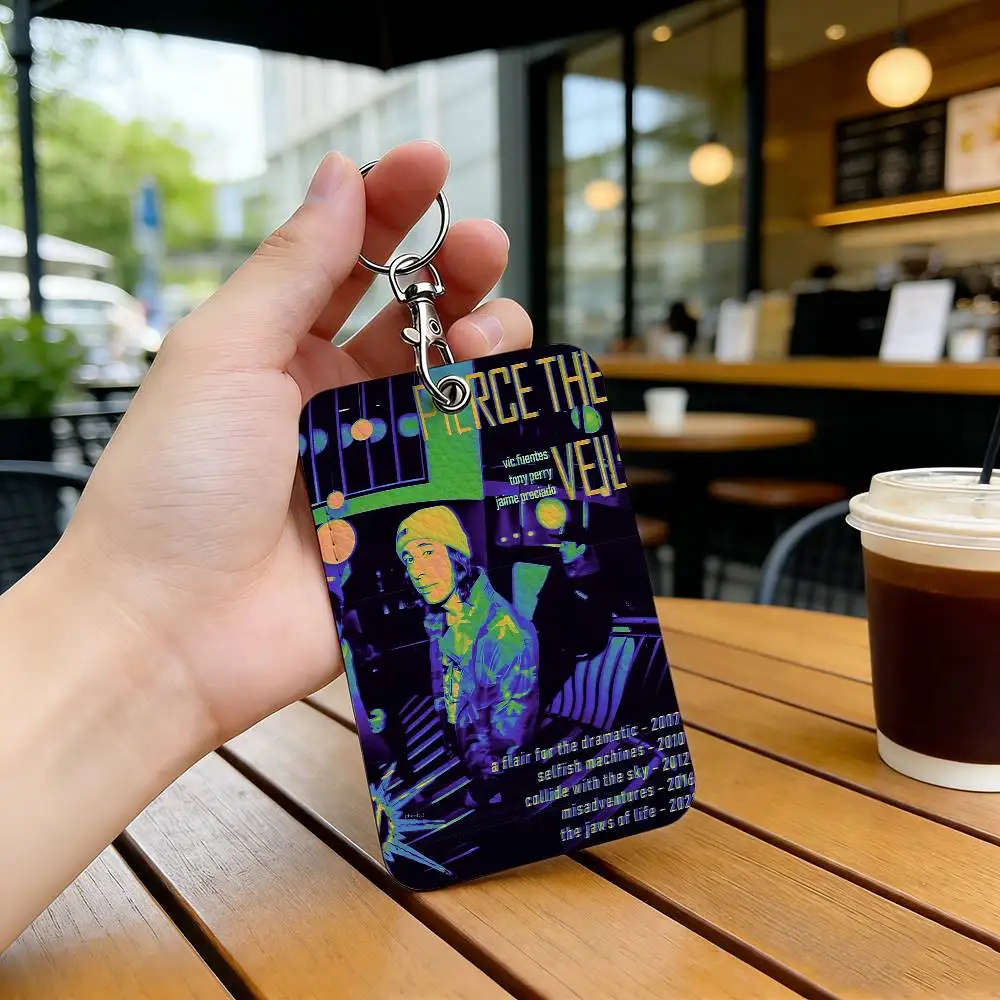 popular P-Pierce T-The V-Veil Band classic Keychain With Access Card Holder, Bus Pass & Meal Card ID Bank Card Protective Case
