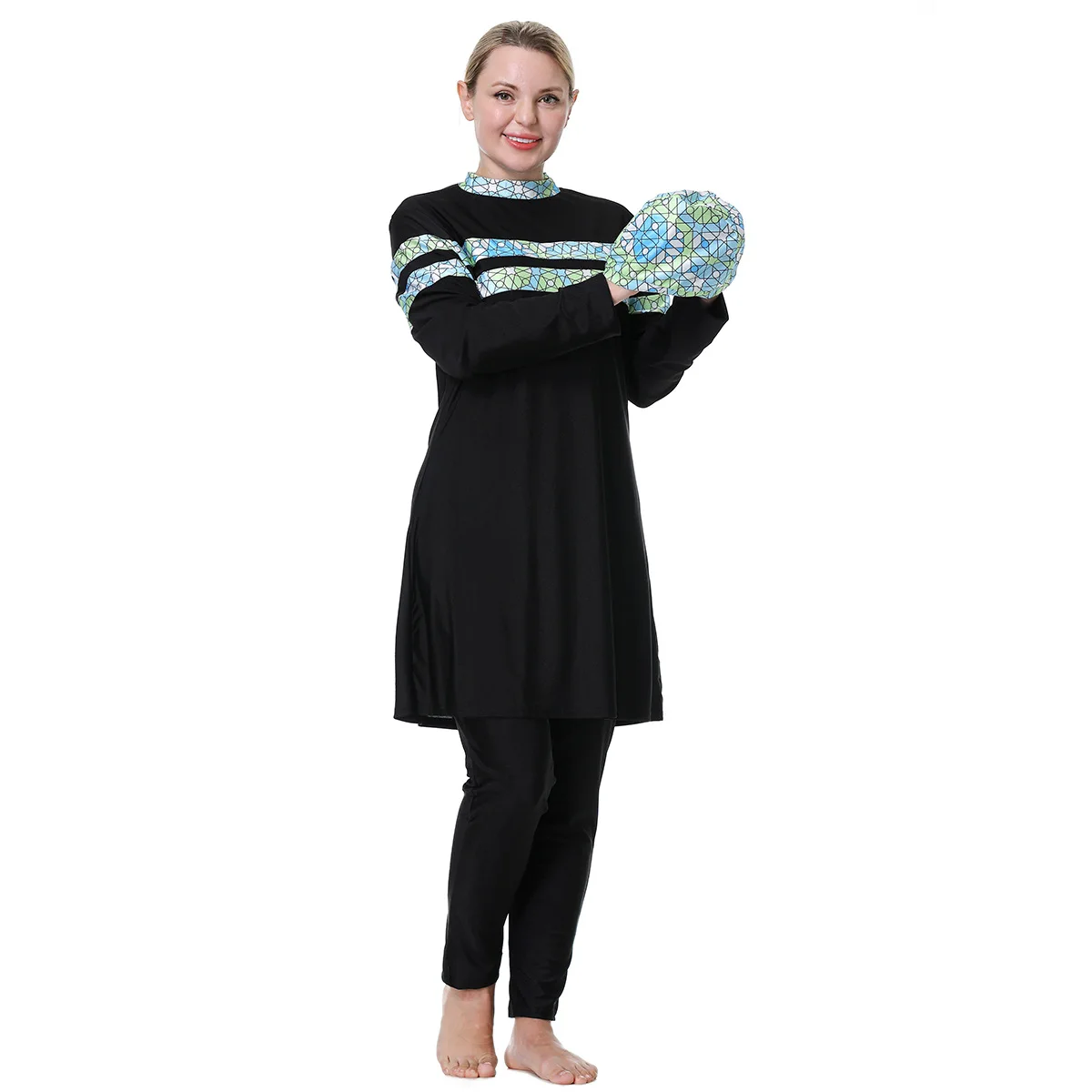 

3PCS Muslim Women Bathing Abaya Burkini Sets Modest Full Cover Swimwear Swimsuit Beachwear Islamic Arab Summer Costumes