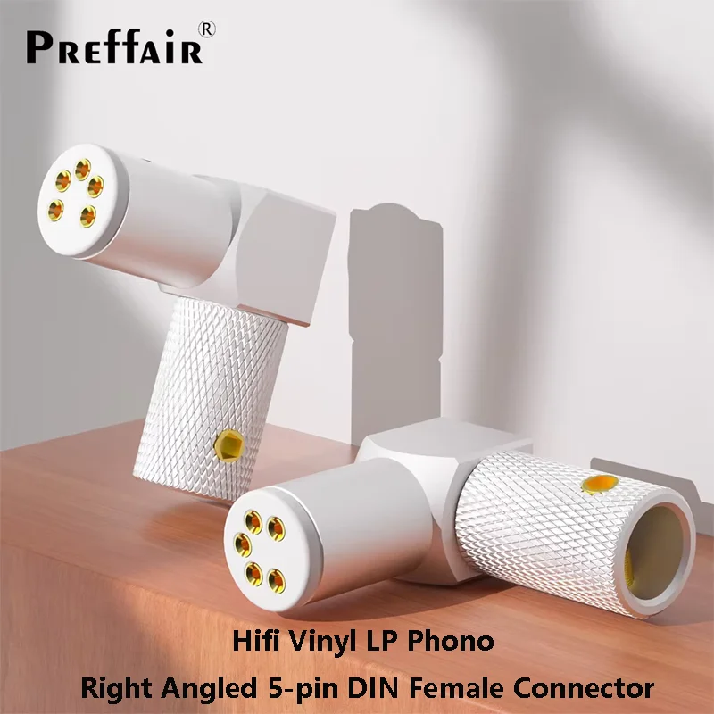 

DS06 Premium HiFi 5-Pin DIN Female Phono Connector – Right-Angled Gold-Plated Turntable Plug Socket for AMP & Tonearm
