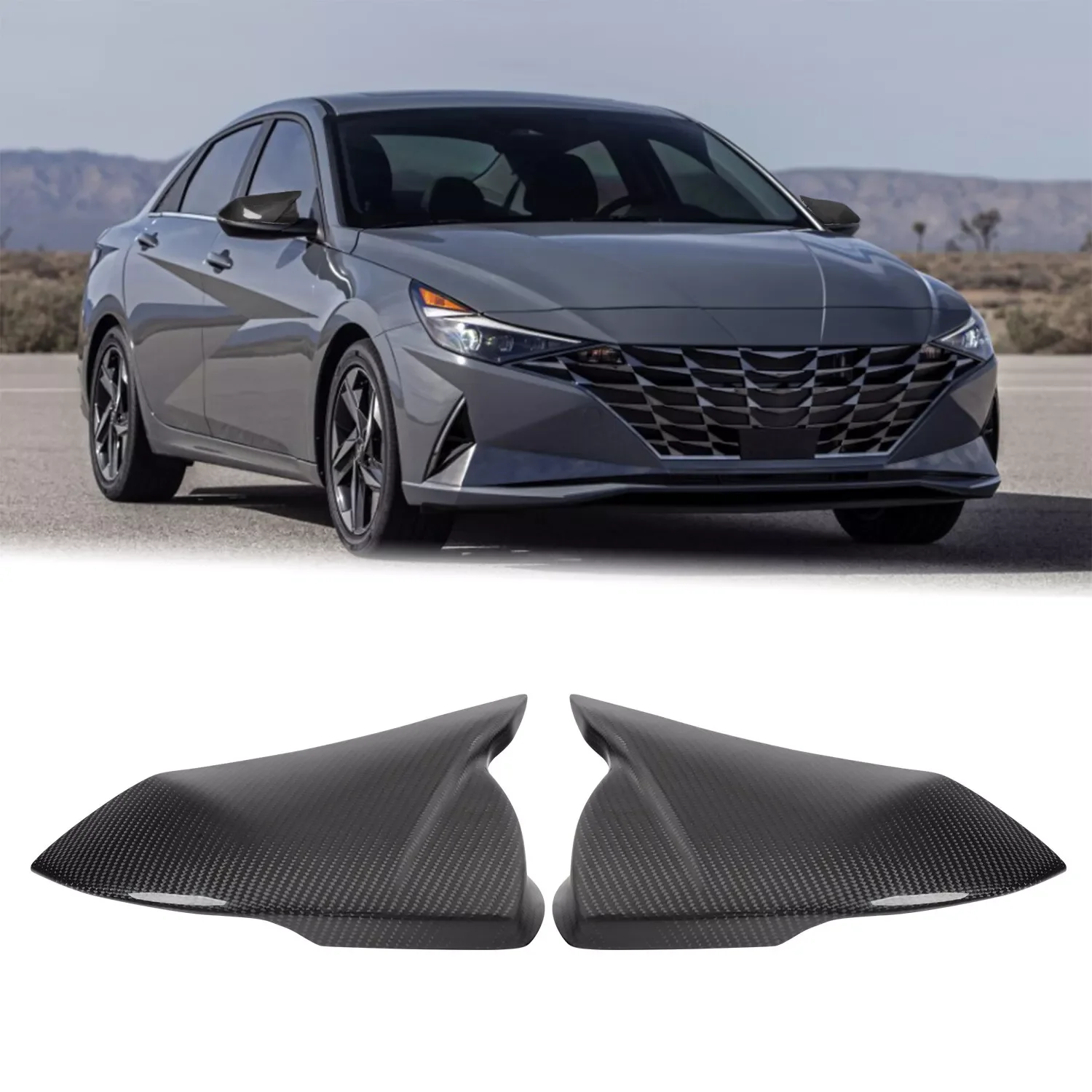 For Hyundai Elantra 2021 2022 Car Rearview Side Mirror Cover Wing Cap Exterior Sticker Door Rear View Case Trim Carbon Black