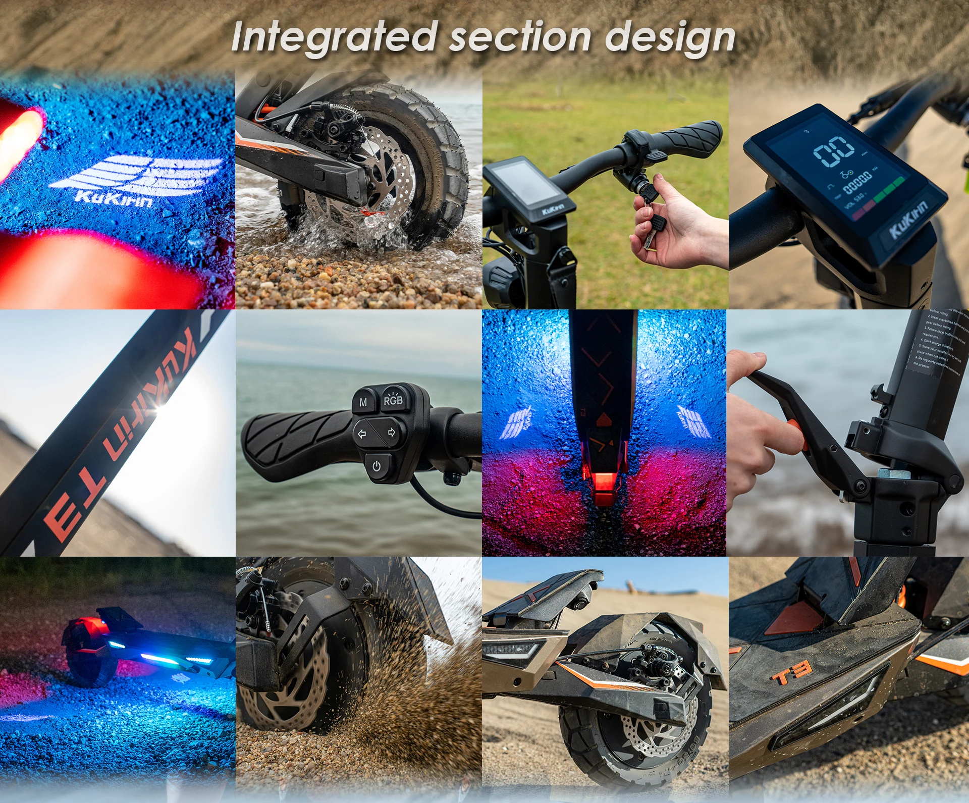 Kukirin T3 All-Terrain Foldable Electric Scooters 45 KM/H Speed 800W Motor 58KM Range 48V15.6Ah Battery 10 " Tires E-Scooter