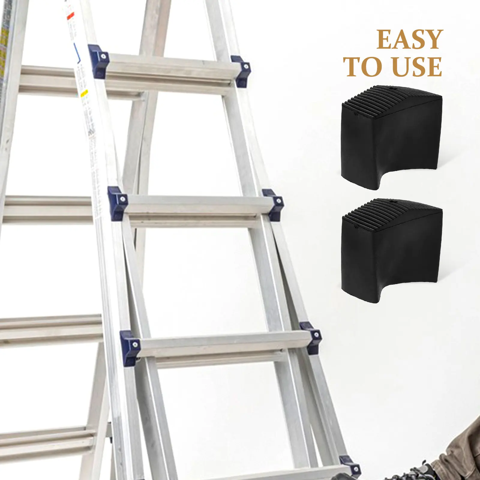 4Pcs Heavy-Duty Ladder Foot Covers Non-Slip Rubber Feet Pads Replacement for Step Ladder Legs Stable Grip Floor Protection
