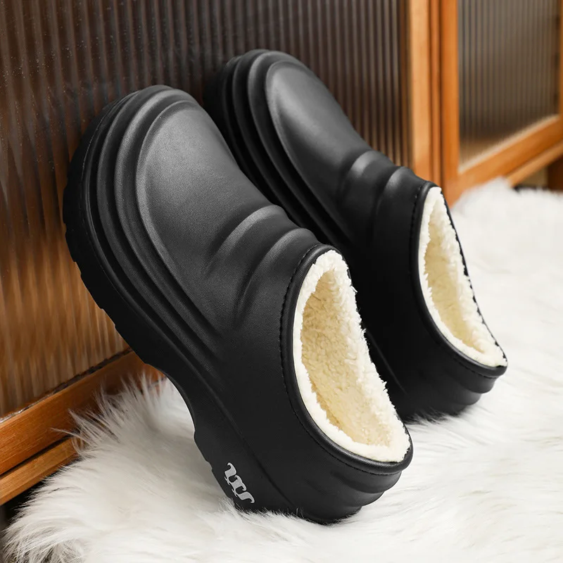 

Unisex Winter Fleece-lined Cotton slippers thickened warm chef shoes Waterproof and slip-resistant hotel work safety shoes