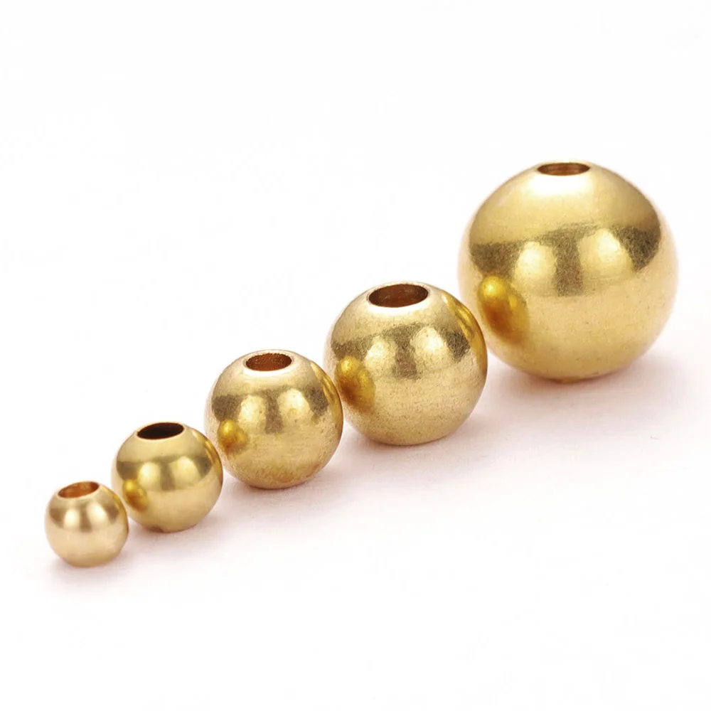 50pcs 3/4/5/6/8mm Original Brass Beads Round Ball Spacer Loose Beads for Jewelry Making DIY Accessories