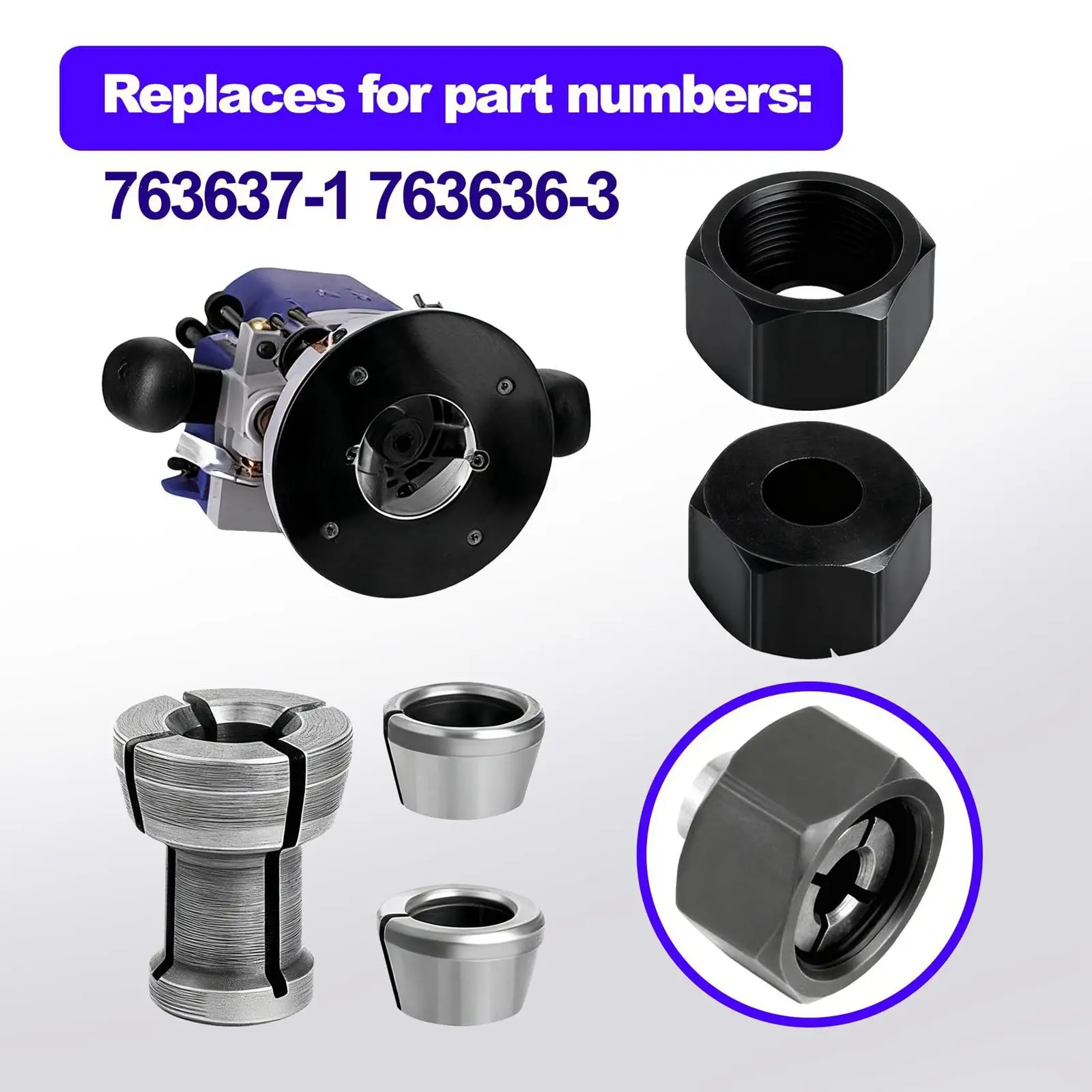 Collet Nut Kit 763637-1 763636-3 Spare Parts Premium Practical High Performance Accessories Replacement for RP2301fcxk RP0900