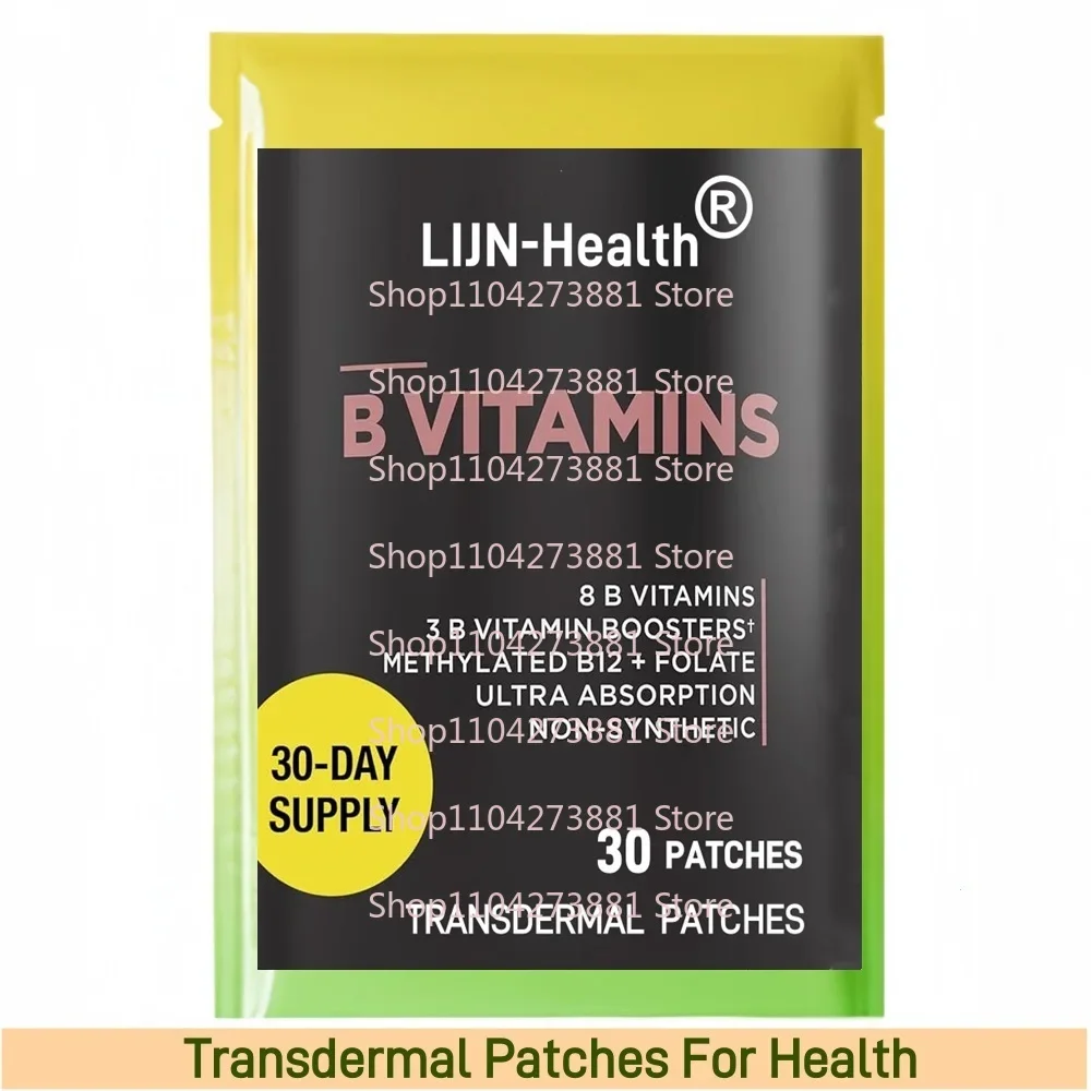 30 Patches Vitamin B Complex Transdermal Patches for Women & Men - Supports Nervous System Health, Cognitive Function