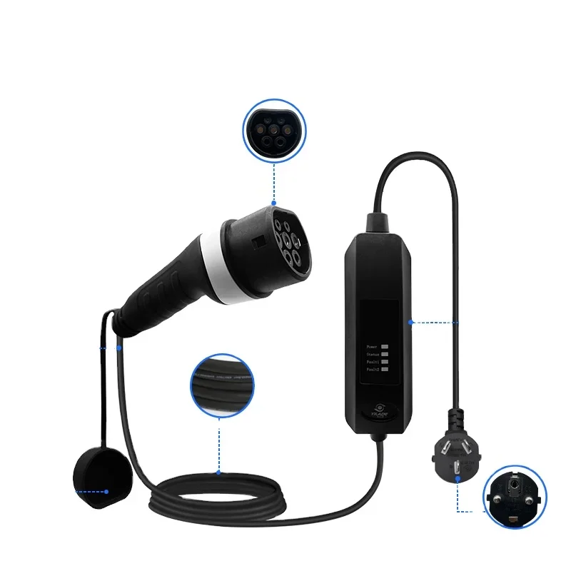 EV Charging Cable 3.5kW To 7KW Type 2 EV Charging Cable With LED Display For Home Charging