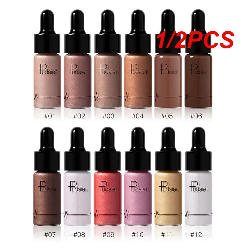 1/2PCS Profession Face Makeup Liquid Highlighter Countour Shimmer Shiny Bronzer Long Lasting Brighten Face Highlighter