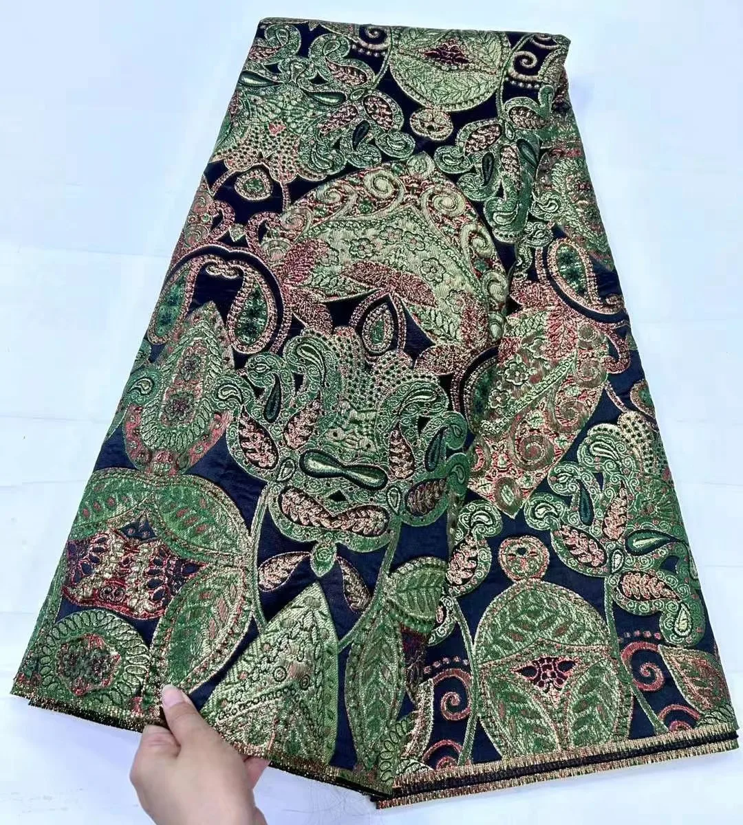 

Luxury African Gild Lace Fabric 2024 High Quality Nigerian Brocade Lace Fabric 5Yards Jacquard Lace For Women Dresses