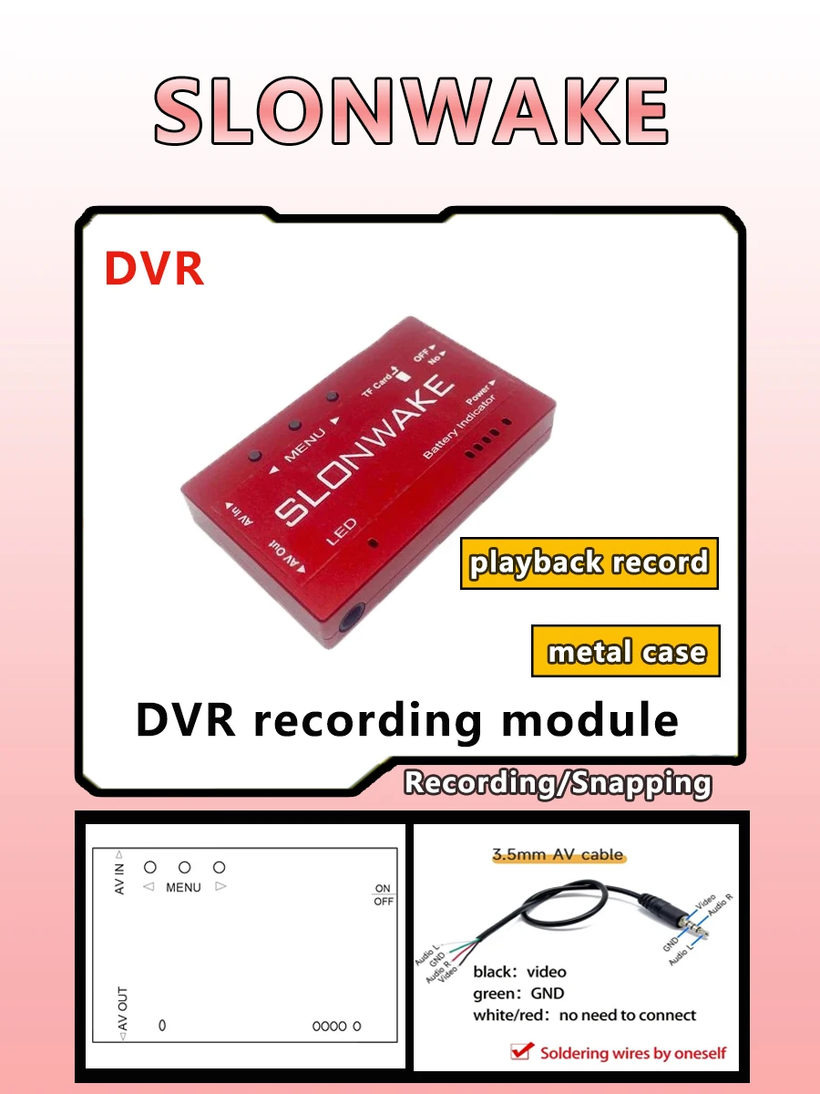 Newest Mini DVR HD Audio Video Recorder Recording or Snapping Photos Built-in 3.7V 500mah Battery for FPV AV Monitors/VR Goggles