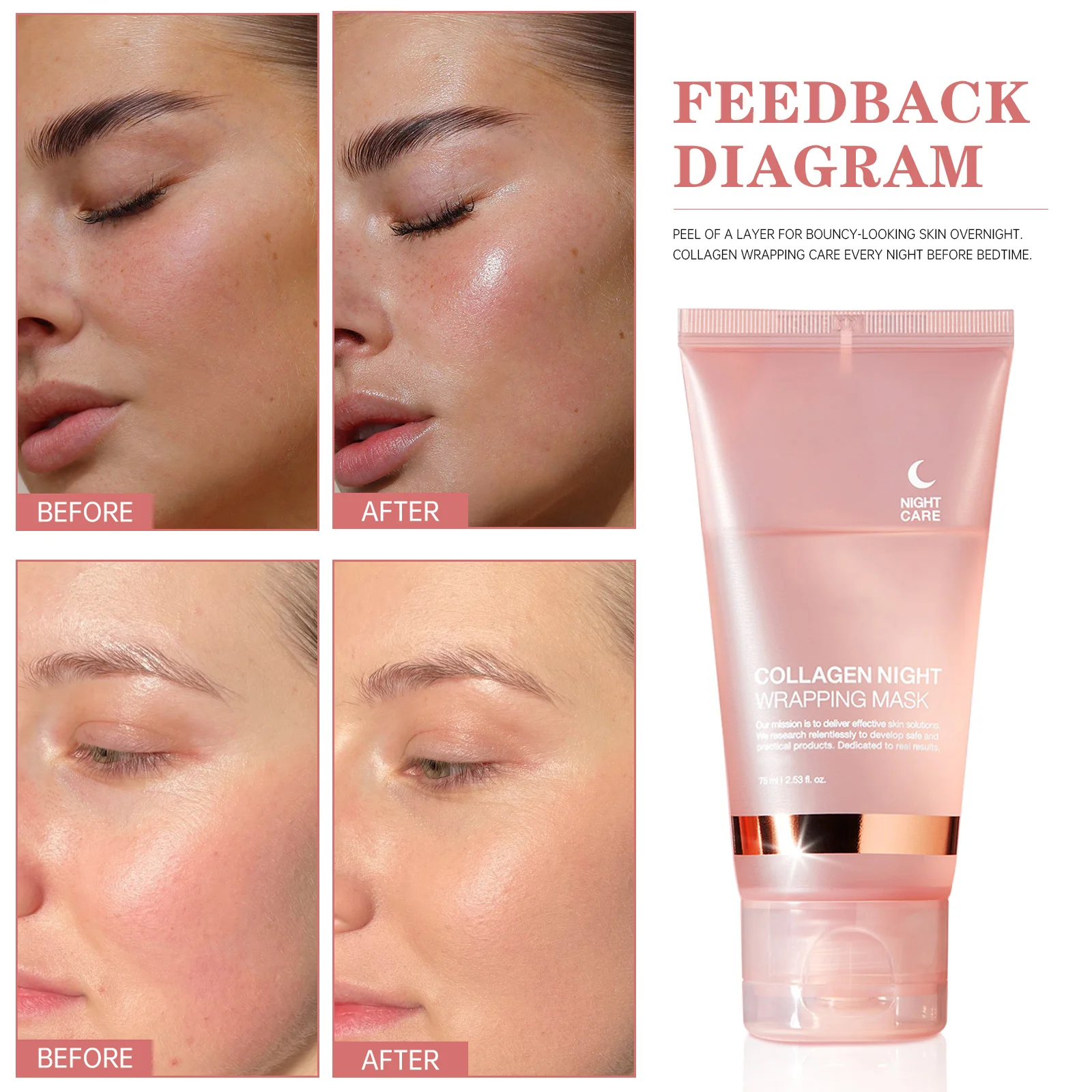 Collagen Overnight Wrapping Mask 75ml for 8H Intensive Repair, Anti-Aging & Firming Treatment with Intense Hydration view 2