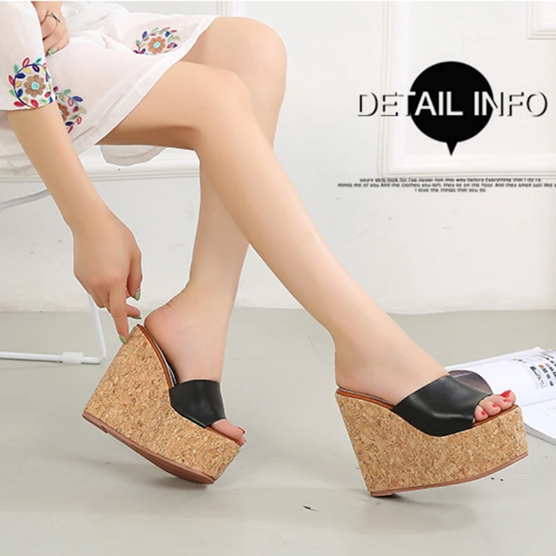 Platform Slippers Women Open Toe Wedges Sandals Ladies Summer High Heels Casual Shoes Home Outdoor