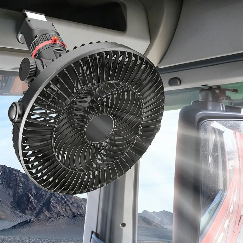Electric Cooling Car Fan 12V 24V Auto Rotating Air Circulation Blower For Heavy Truck Van Automotive Dashboard Interior Fan