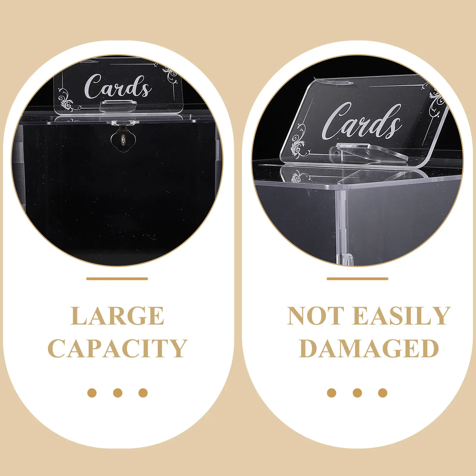 Acrylic Wedding Card Box Clear with Lock Reusable Sturdy Smooth Edges Perfect for Cards Envelopes Cash Postcards Party Reception