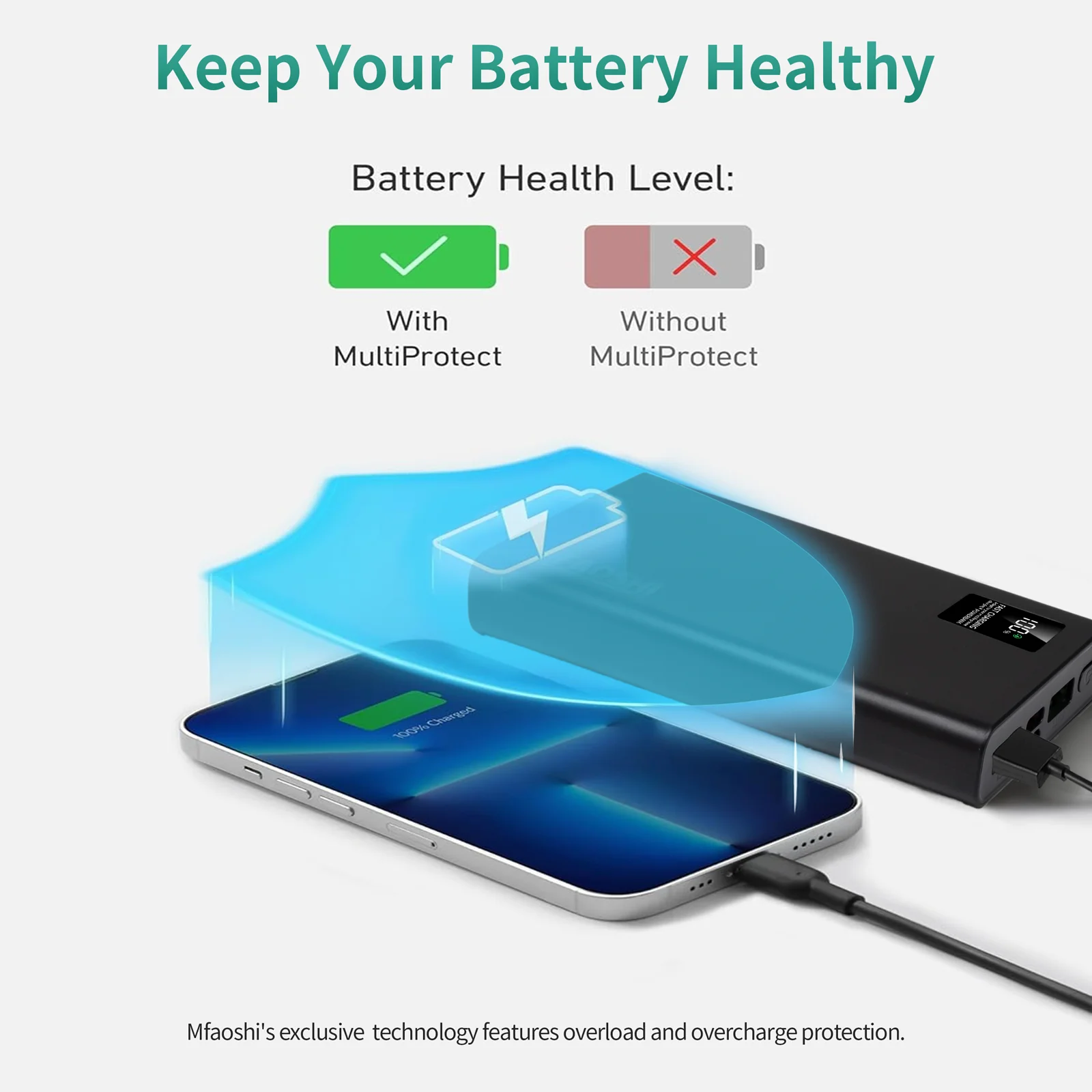 MFAOSHI  10000 mAh Portable Power Bank,  Ultra Slim Phone Charger Compatible with iPhone 16/15/14/13/12,Android Phone etc