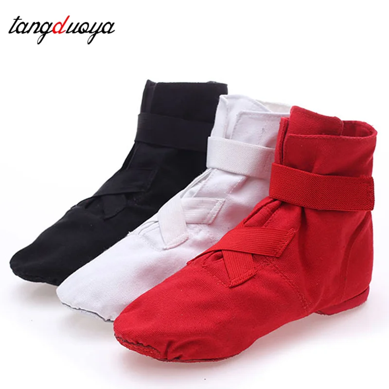 

Высокие парусиновые ботинки для взрослых и детей с разрезом на мягкой подошве, танцевальная обувь, тренировочная обувь для женщин, танцевальные балетки