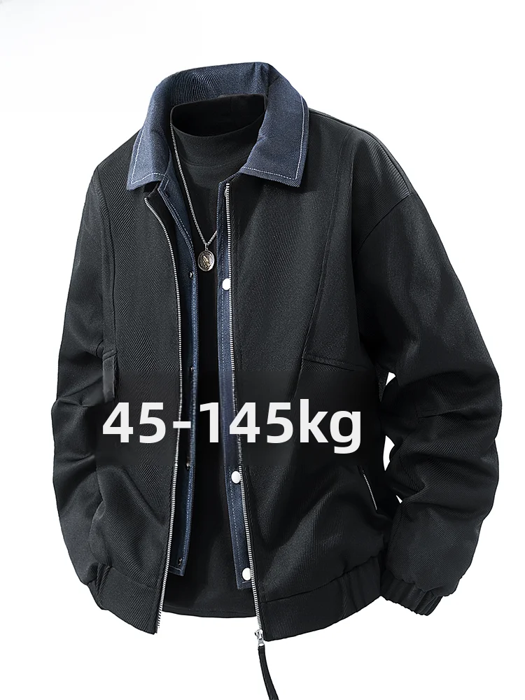 

Large Size Casual Loose Denim Jaet with Stand Collar for Men Spring Autumn Faionable plus Size Slimming Outerwear Top