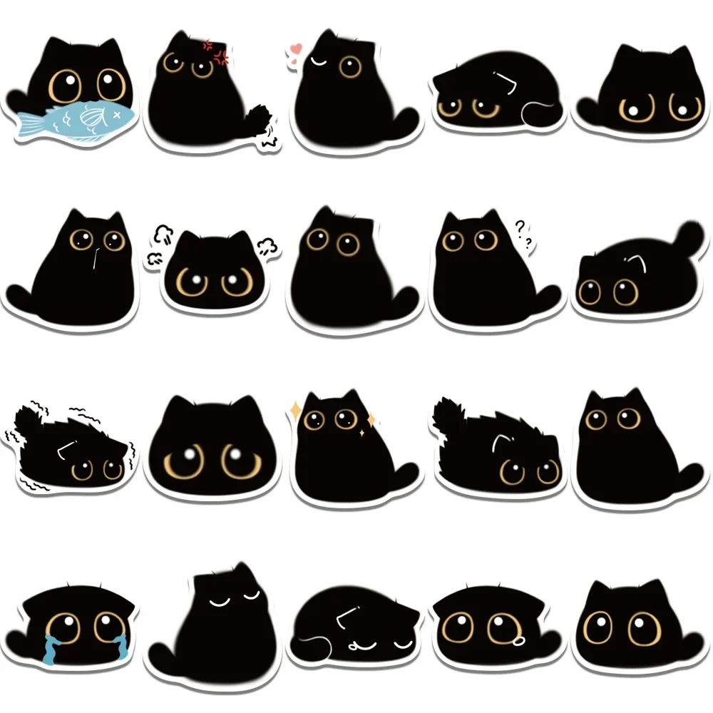 10/40pcs niedliche schwarze Katze wasserdichte Graffiti Aufkleber ästhetische dekorative Gepäck Laptop Tasse Telefon Tagebuch Sammelalbum Kinder Aufkleber