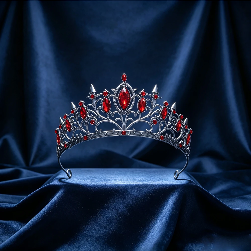 1 unidad Tiara gótica con púas de Halloween, corona de plata antigua para mujer, accesorio para cosplay de Reina Malvada, joyería para el cabello para fiestas temáticas de bodas oscuras