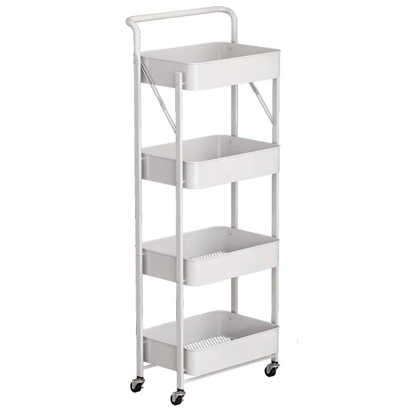 For Kitchen Storage for Miscellaneous Items, Floor-standing Vegetables, Movable, Foldable Storage Rack for Household Use