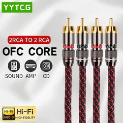 YYTCG 1 para kabel Audio RCA 2 RCA do 2 RCA Interconnect kable radio HIFI 4N OFC z męskiego na męskie dla wzmacniacza DAC TV samochodowy sprzęt Audio