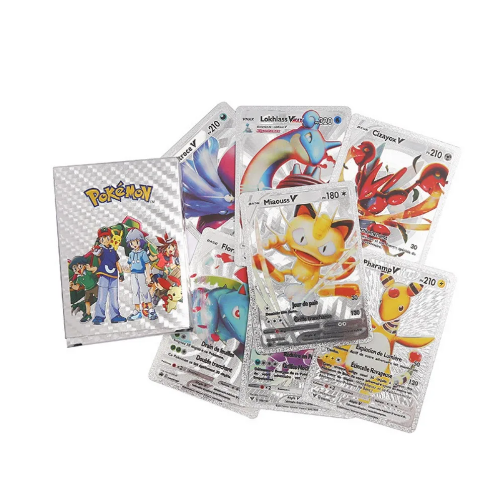 Pokémon Gold Foil Card Collection, Francês Cartões de Jogo, Battle Carte Trading, Brinquedo Infantil, 55Pcs