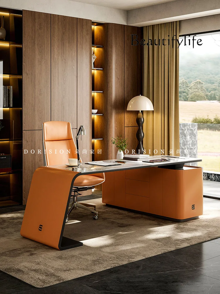

Villa slate desk office computer desk study room simple modern designer high-end work desk study table