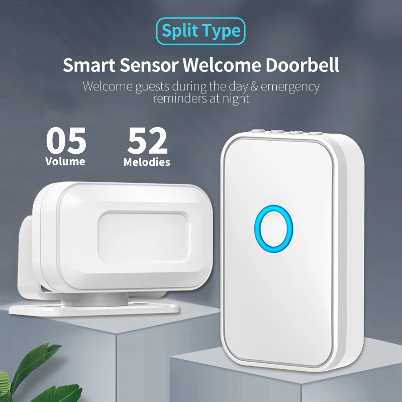 CACAZI Welcome Doorbell PIR Motion Detector Infrared Security Wireless Alarm Doorbell Store Alarmas de Casa Exteriores Sonoras