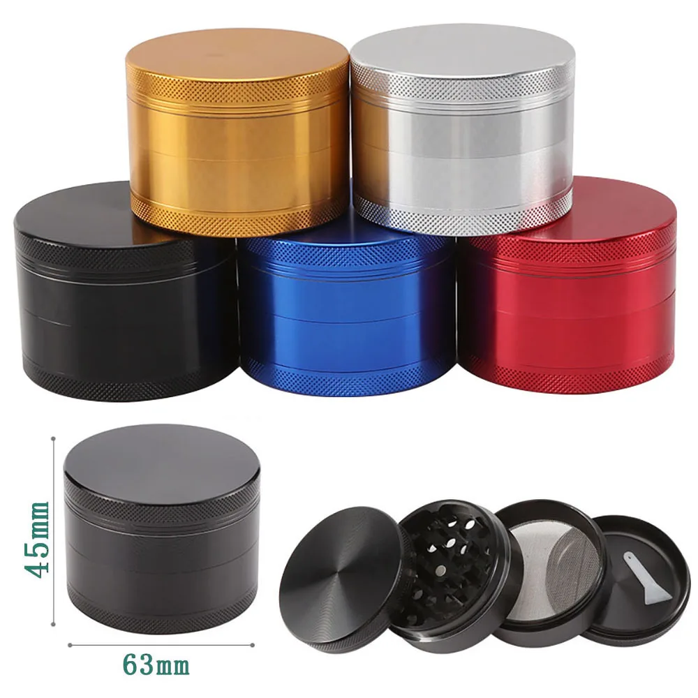 63mm Al Alloy Herb Grinder 4-Layers Metal Spice Mills Durable Crusher Smoking Accessories As Gifts for Smoker