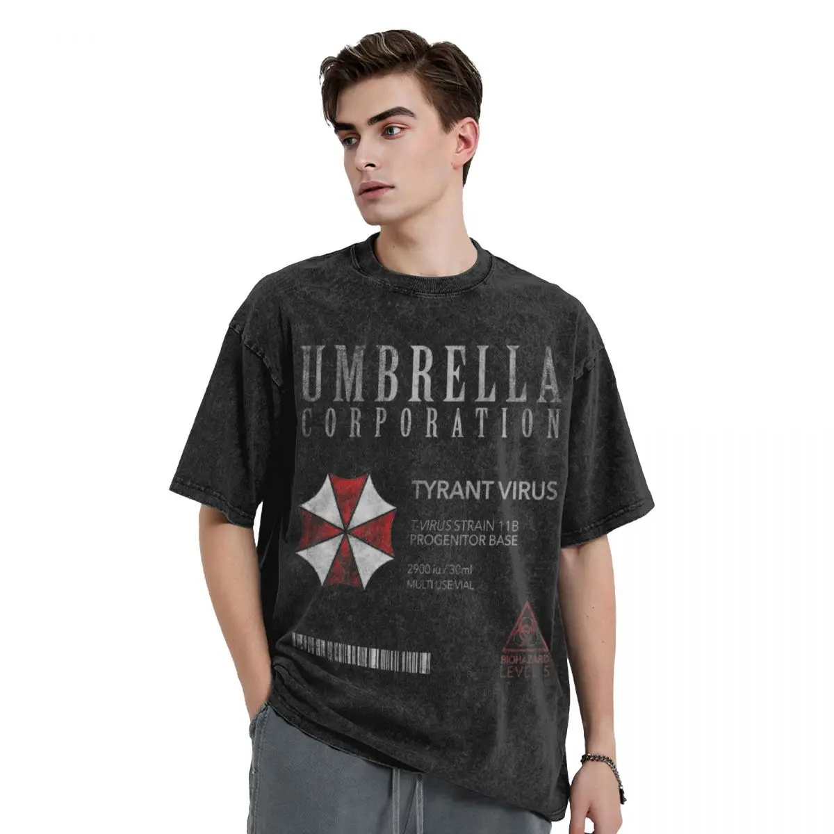 Washed T Shirt Umbrella Corp Corporations Residents Evill T-Shirts Horror Tactical Police Militarys Printed  Tees for Men Women