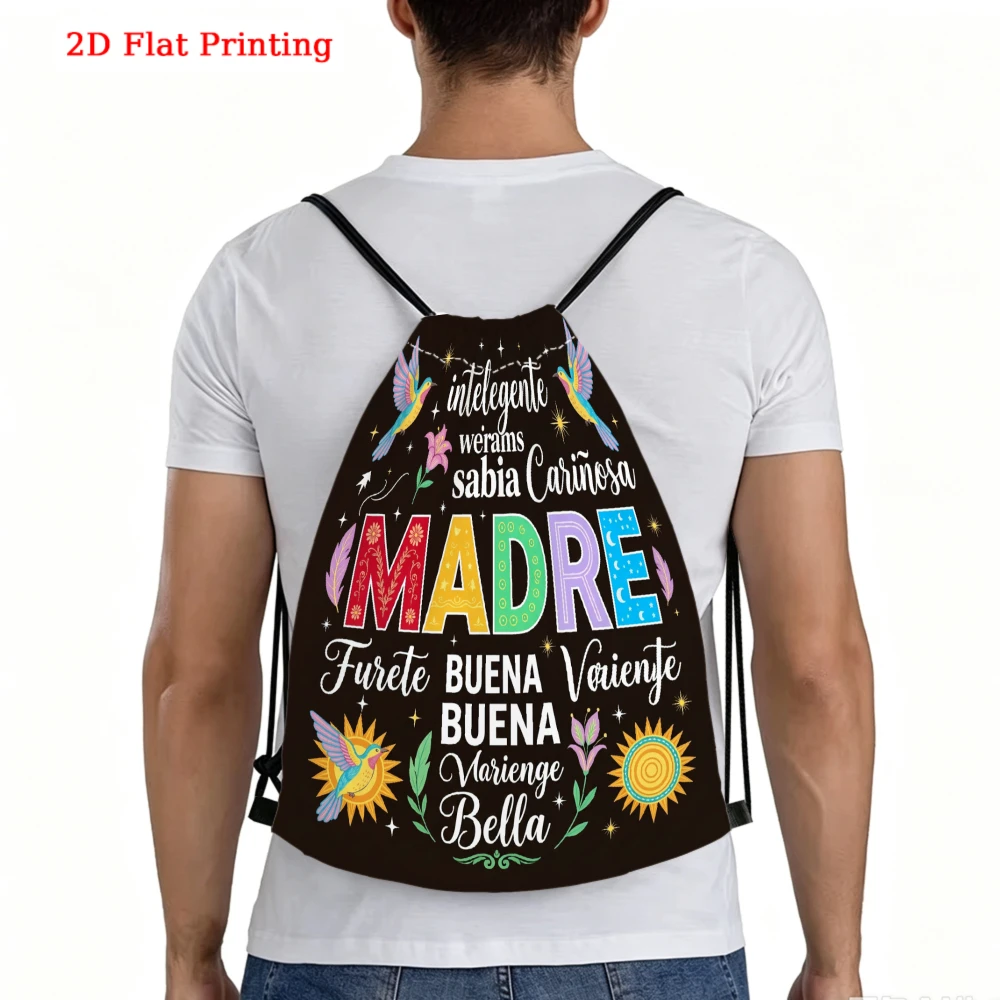 Stylish, Drawstring Backpack, Colorful Madre Mother Day Design, Fitness Sports Bag, Outdoor Travel Cinch Sack