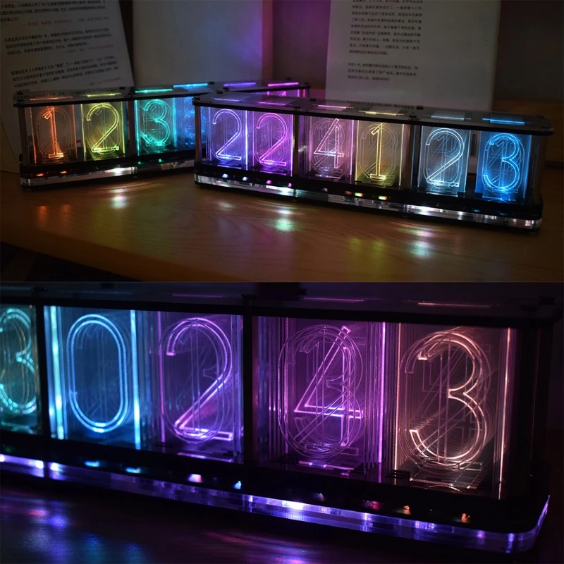 DIY Kits RGB LED Imitate Glow Tube Clock LED Music Spectrum  tube Night light Full Color RGB Home Decoration Gift Dropshipping