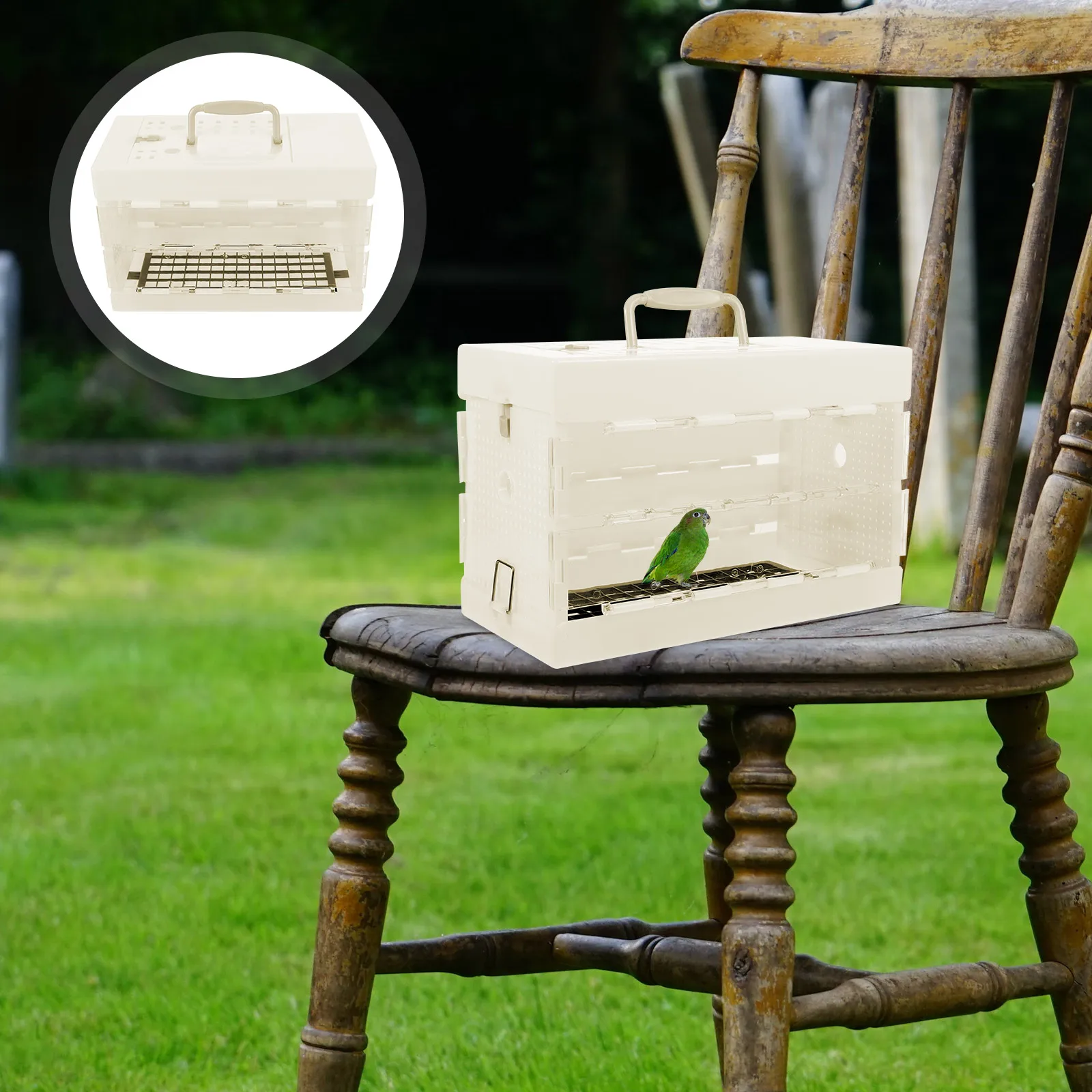 

Portable Bird Cage Lightweight Foldable Parrot Carrier Cage For Parakeet Travel Small Size Plastic Design Pet Supplies