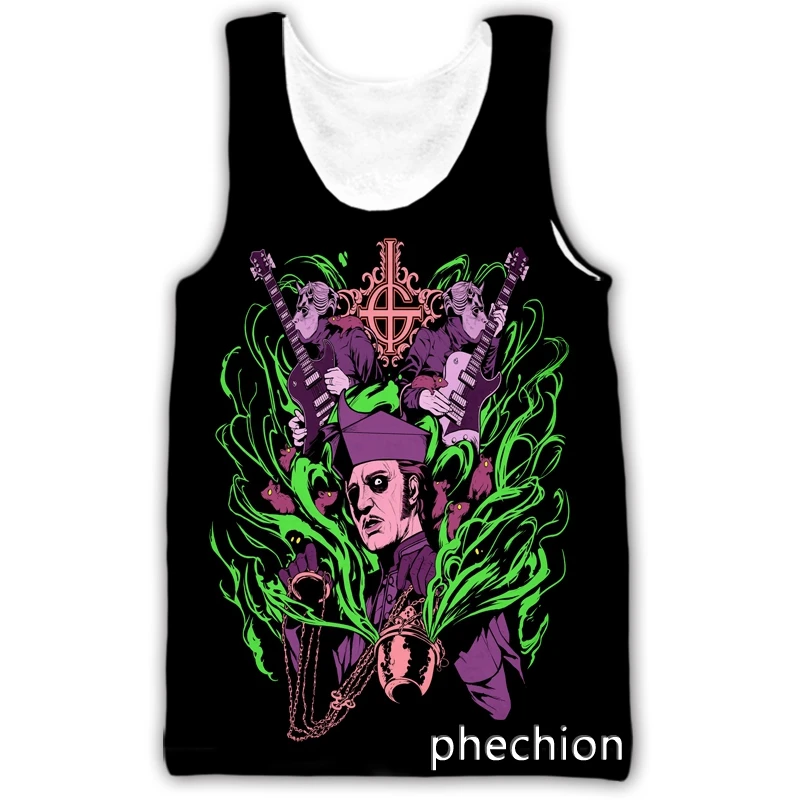 

phechion New Fashion Men/Women Ghost Band 3D Printed Sleeveless Vest Streetwear Men Loose Sporting Tank Top A241