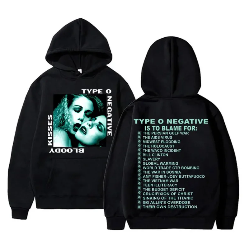 

Мужская толстовка с принтом рок-тип O Negative 1993, Bloody Kisses Touring, альбом, высококачественная повседневная толстовка с капюшоном