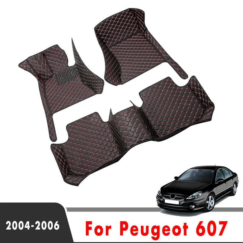 

Автомобильные коврики для Peugeot 607 2006 2005 2004, автомобильные ковры из искусственной кожи, водонепроницаемые аксессуары для интерьера на заказ, подушечки для ног