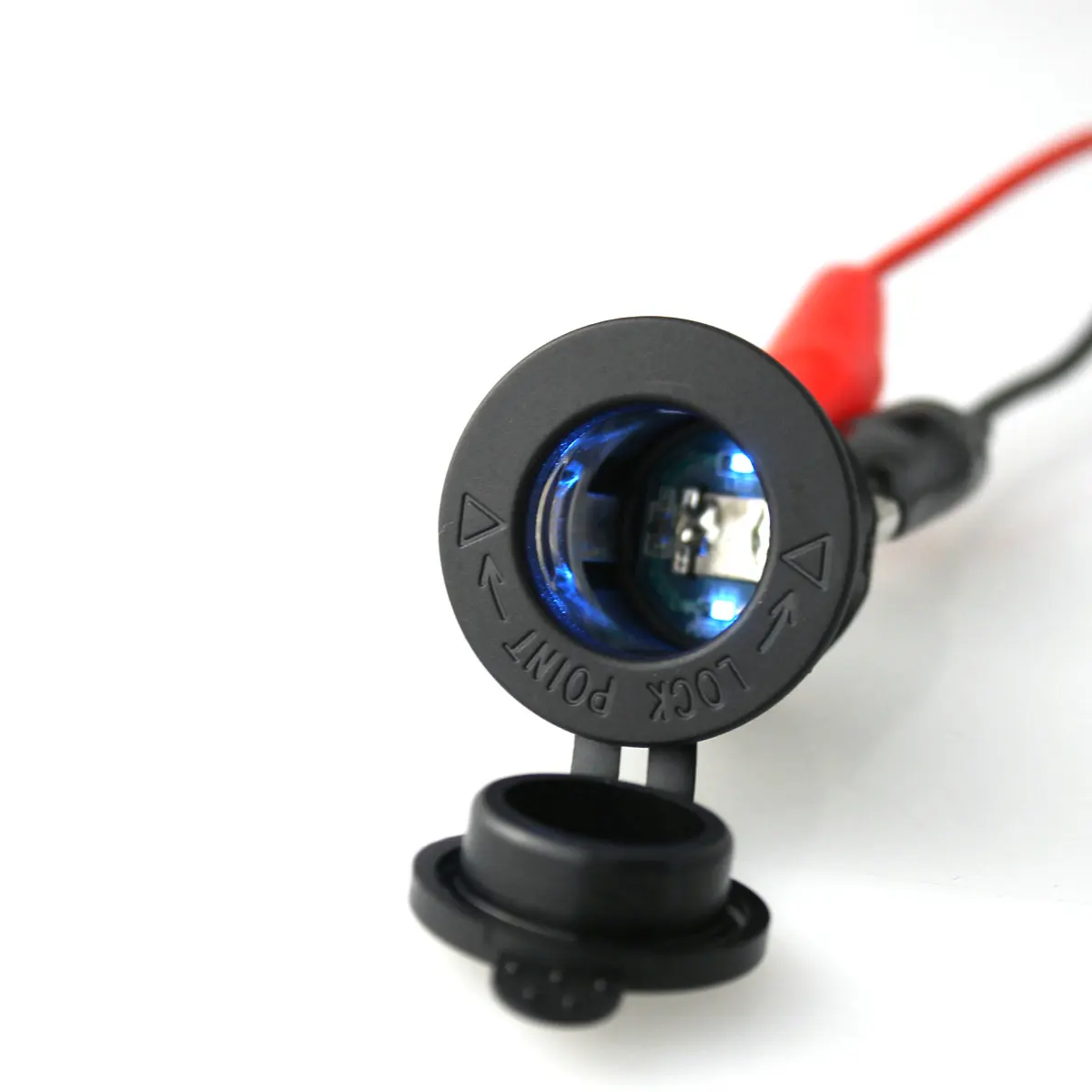 Waterproof Car Lighter Socket Adapter Blue LED Plug Dust Cover for 12V-24V Motorcycle Riding Mower Tractor