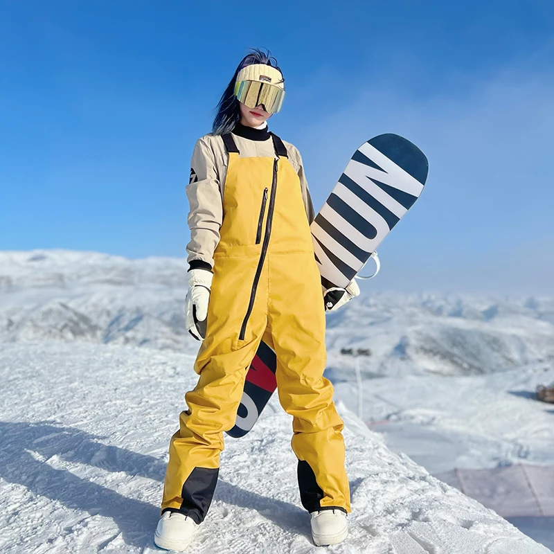 Pantalones de esquí de invierno para hombres y mujeres, monos de esquí, deportes al aire libre, pantalones cálidos impermeables a prueba de viento,