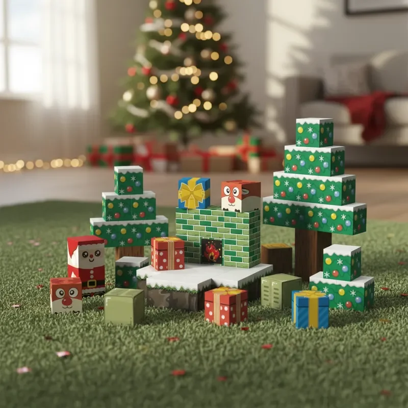 Build Your Own Christmas Decor Magnetic Blocks 54PCS STEM Creative Toys Santa Claus Gift Set