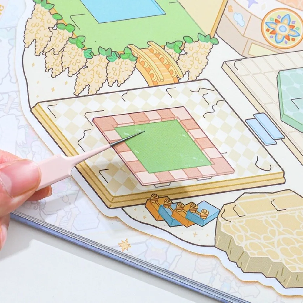 

Милые мини-наклейки с пейзажами, большой размер, 6 сцен, 20 листов, 3D-стикеры, ПЭТ-наклейки для горизонтального складывания, книга-наклейка, подарки для детей