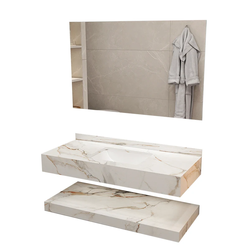 

jl-Modern Style Bathroom Vanity with Rock-Slab Stone Washbasin Smart Mirror Ceramic Sink for Home or Hotel Use&