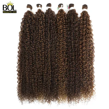 BOL synthétique crépus bouclés Extensions de cheveux longs Jerry bouclés paquets Ombre Blonde faux Crochet cheveux pour les femmes résistant à la chaleur vague