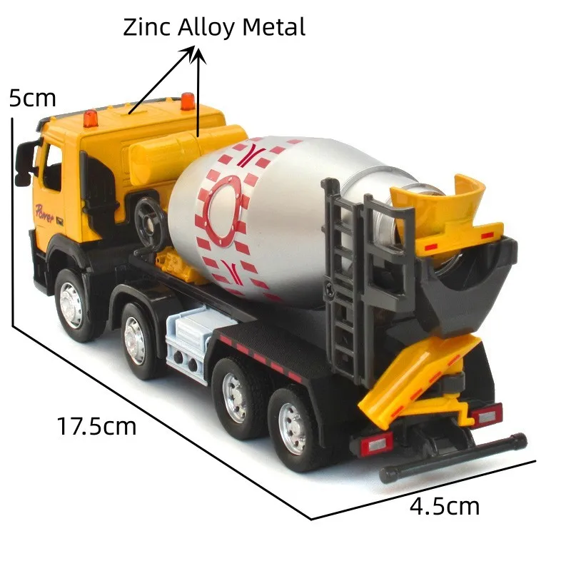 Volvo Concrete Mixer Truck 1/50 Toy Lorry Engineering Car Miniature Vehicle Diecast Metal Model Sound Light Collection Gift Boy